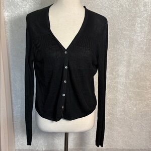 Neiman Marcus Black Silk Cardigan Size M